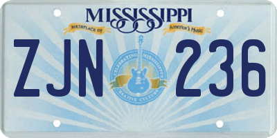 MS license plate ZJN236