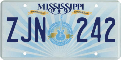 MS license plate ZJN242