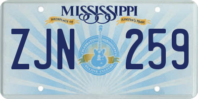MS license plate ZJN259