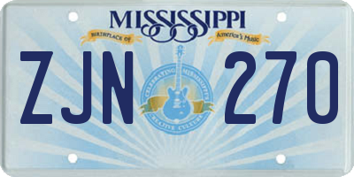 MS license plate ZJN270
