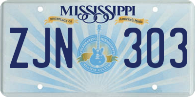 MS license plate ZJN303