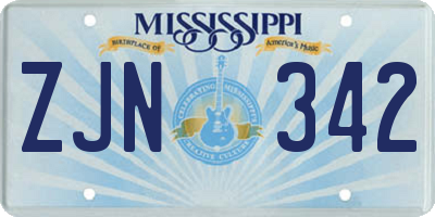 MS license plate ZJN342