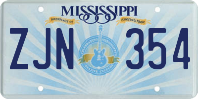 MS license plate ZJN354