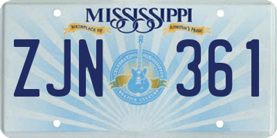 MS license plate ZJN361
