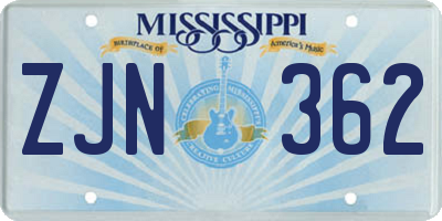 MS license plate ZJN362