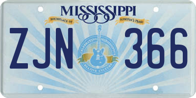 MS license plate ZJN366