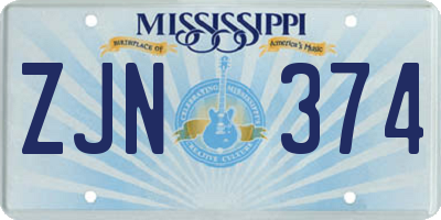 MS license plate ZJN374