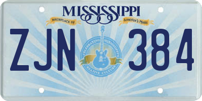MS license plate ZJN384