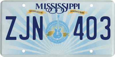 MS license plate ZJN403