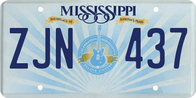 MS license plate ZJN437