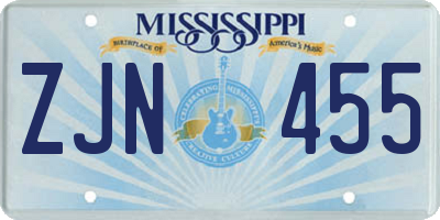 MS license plate ZJN455