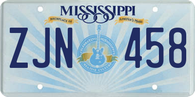 MS license plate ZJN458