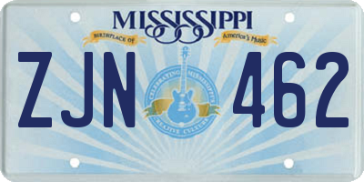 MS license plate ZJN462