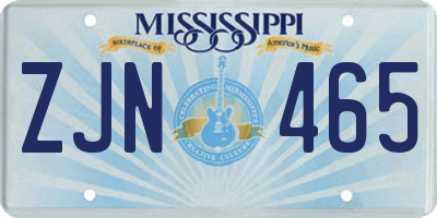 MS license plate ZJN465