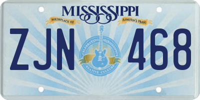 MS license plate ZJN468