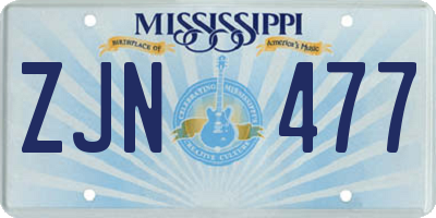 MS license plate ZJN477