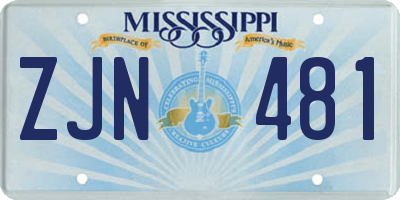 MS license plate ZJN481