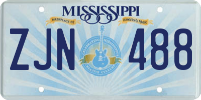 MS license plate ZJN488