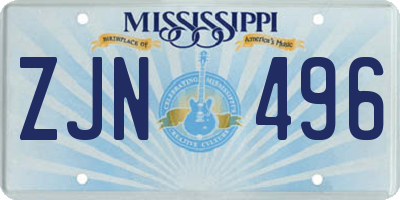 MS license plate ZJN496