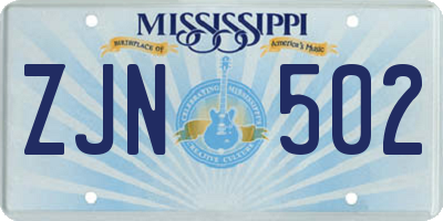MS license plate ZJN502