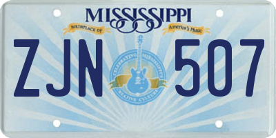 MS license plate ZJN507