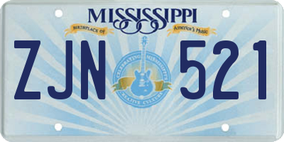 MS license plate ZJN521