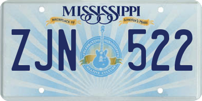 MS license plate ZJN522