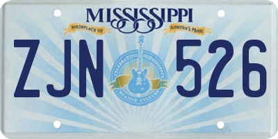 MS license plate ZJN526