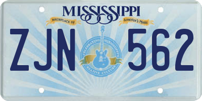 MS license plate ZJN562