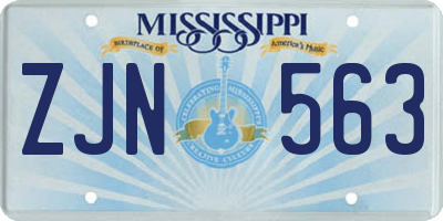 MS license plate ZJN563