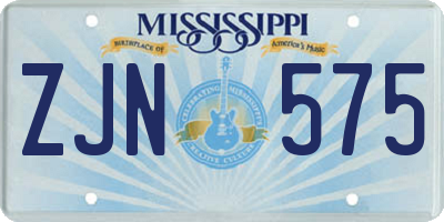MS license plate ZJN575