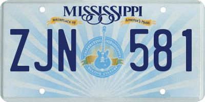 MS license plate ZJN581