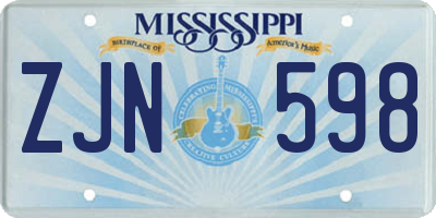 MS license plate ZJN598