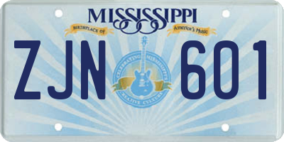 MS license plate ZJN601