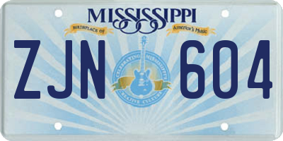 MS license plate ZJN604