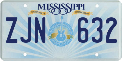 MS license plate ZJN632