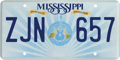 MS license plate ZJN657