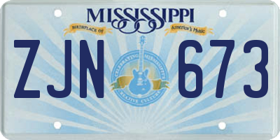 MS license plate ZJN673