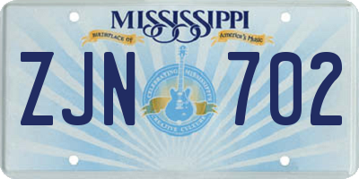MS license plate ZJN702