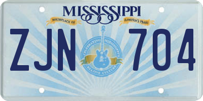 MS license plate ZJN704