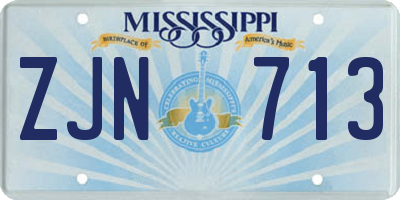 MS license plate ZJN713