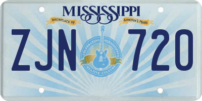 MS license plate ZJN720