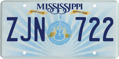 MS license plate ZJN722