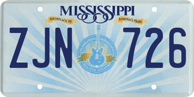 MS license plate ZJN726