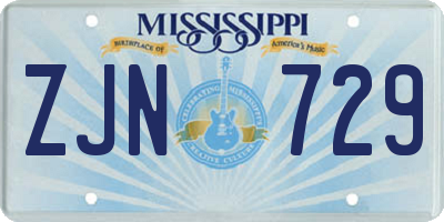 MS license plate ZJN729