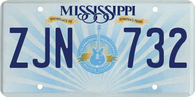MS license plate ZJN732
