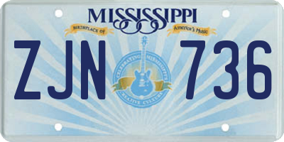 MS license plate ZJN736