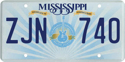 MS license plate ZJN740