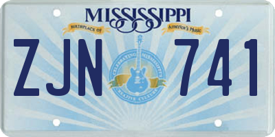 MS license plate ZJN741