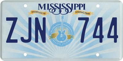 MS license plate ZJN744